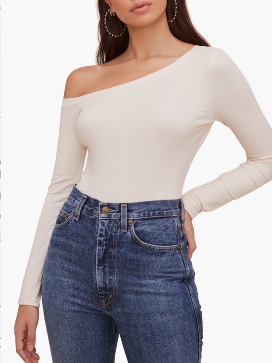 Astr Tops - ASTR The Label Cream Long Sleeve Bodysuit Medium Off Shoulder Top